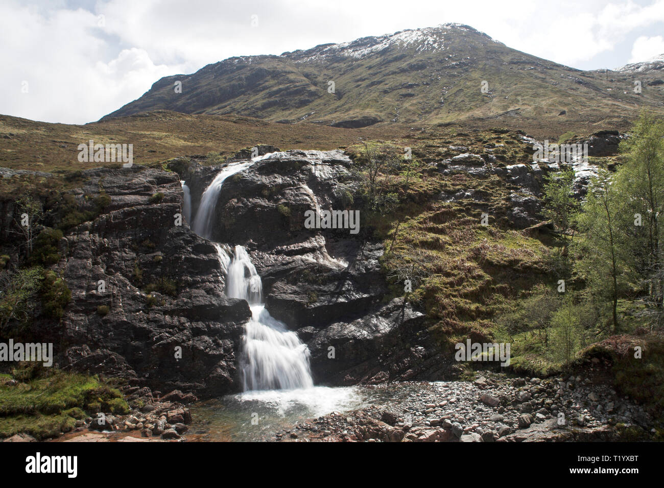 Wasserfall in den Pass von Glen Coe Glen Coe Highland Region Schottland Stockfoto