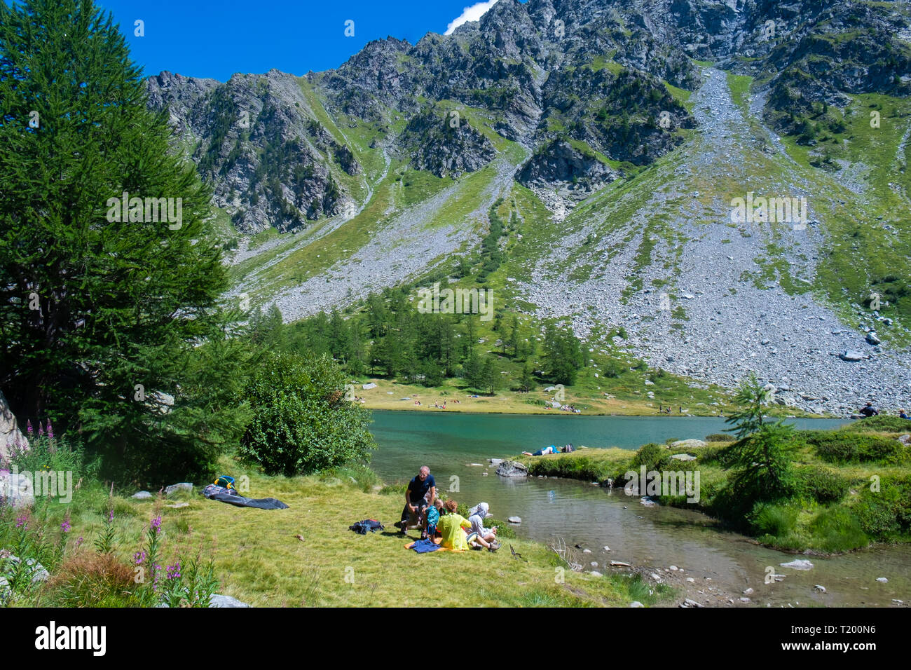 Arpy See. Valdigne. Valle d'Aosta. Italienische Alpen Stockfoto