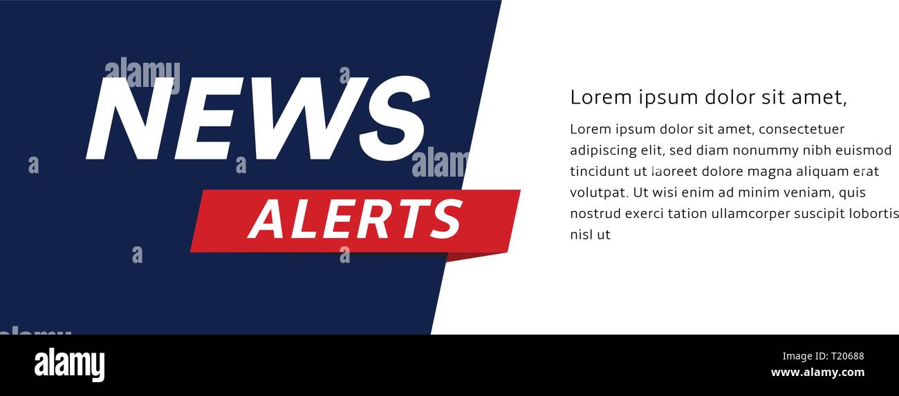 News Alerts Banner, Nachrichten Schlagzeile Vorlage, tv Hintergrund design Element, Vector Illustration. Stock Vektor