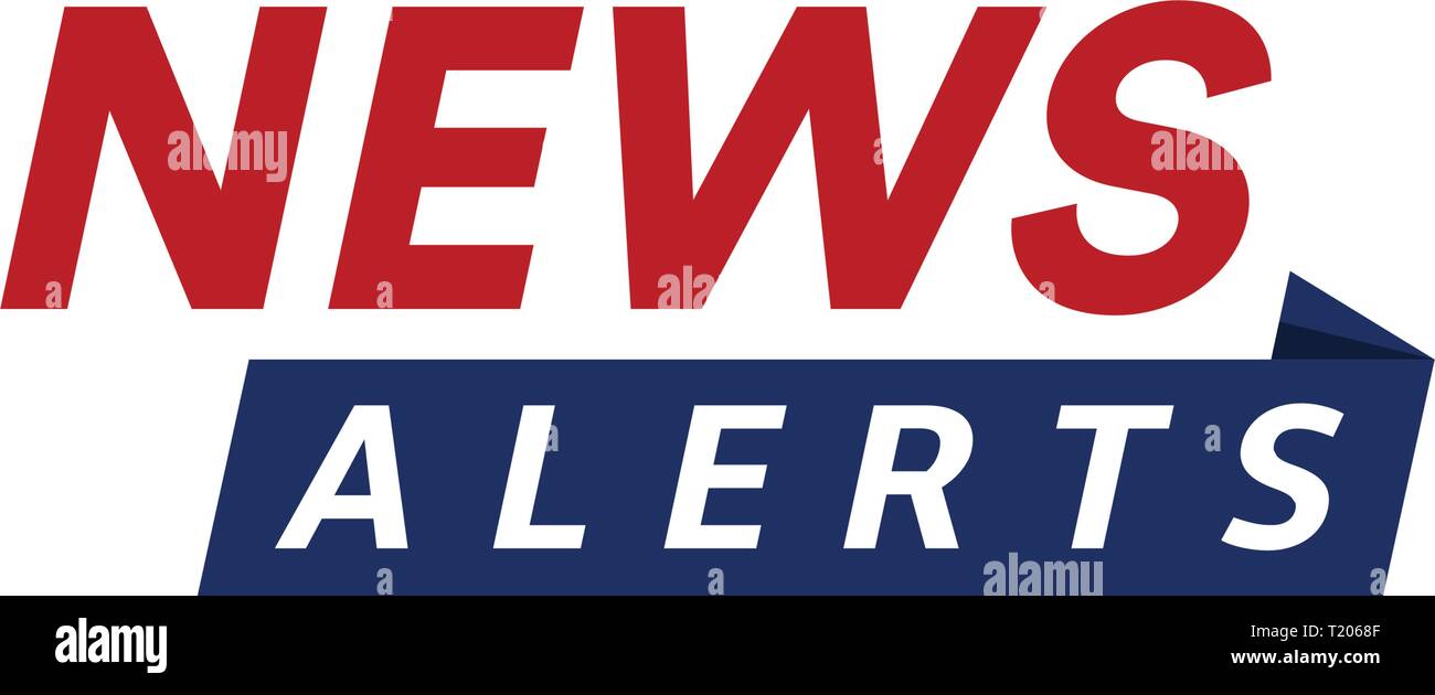 News Alerts einfacher Text banner Vorlage, minimalistischen Stil. Breaking News logo, tv-design Element, Bericht online, Mikrofon Symbol, Vektor Stock Vektor