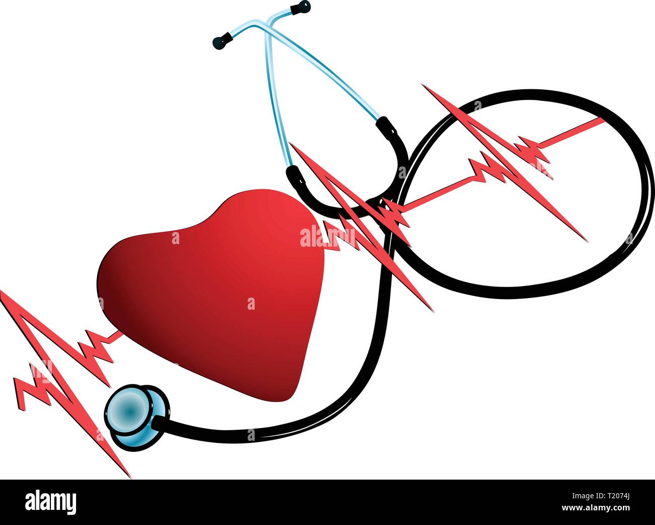 Die Abbildung zeigt eine Reihe von Bilder des Herzens Symbol, cardiograms und tonometer. Im Vektor auf weißem Hintergrund. Stock Vektor