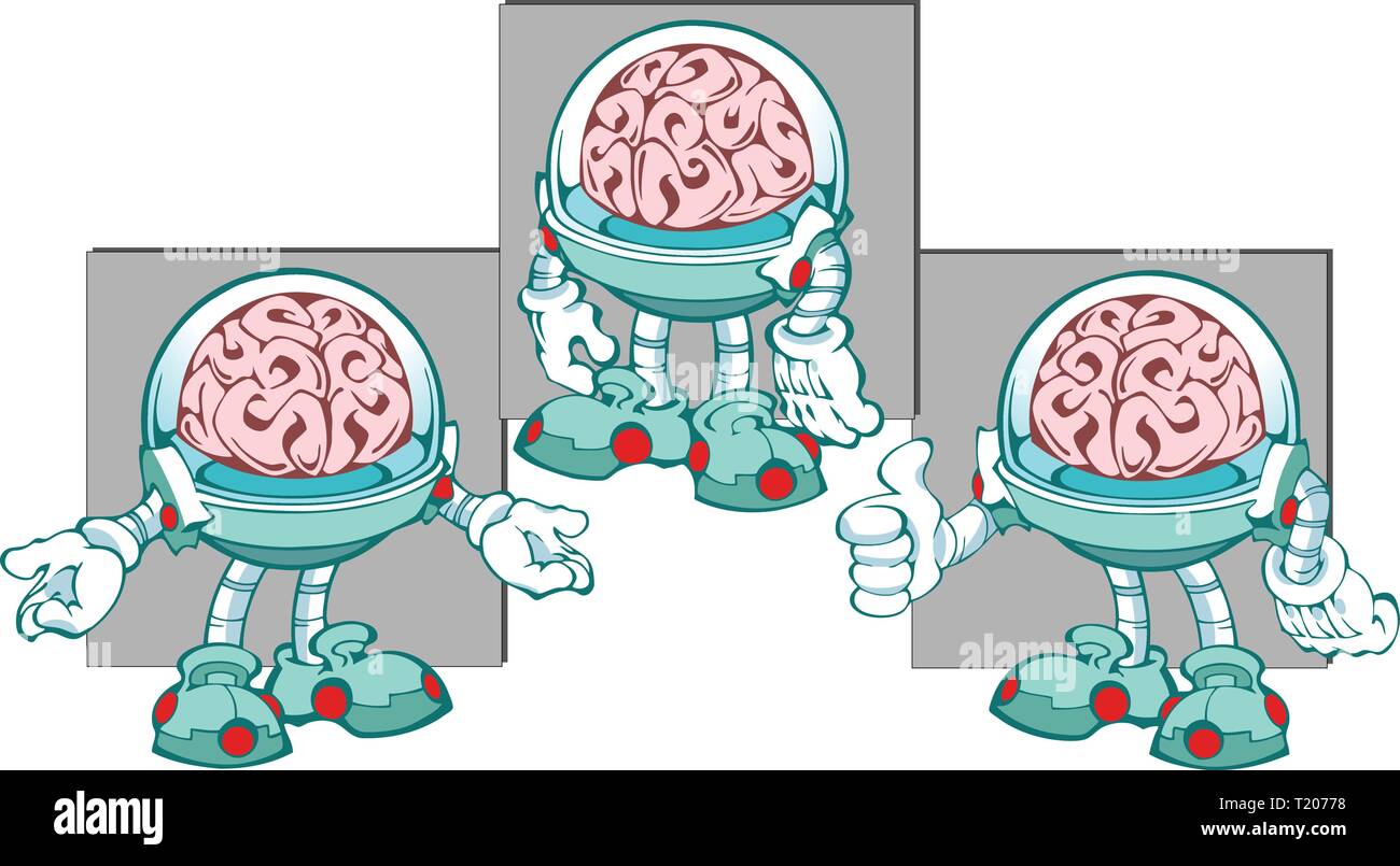 Cartoon Charakter - das menschliche Gehirn, die Arme und Beine. Eine Abbildung in Schichten unterteilt ist. Stock Vektor