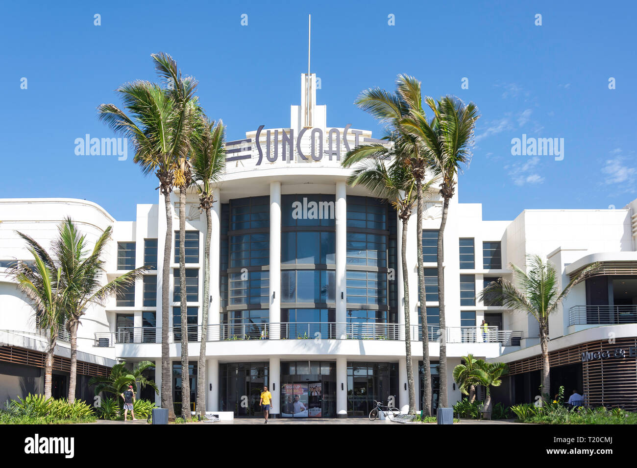 Art déco-meer Eingang Suncoast Casino und Unterhaltung Welt, Suncoast Boulevard, Durban, KwaZulu-Natal, Südafrika Stockfoto