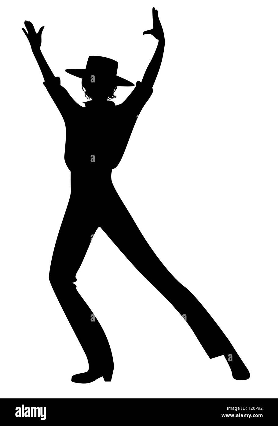 Silhouette der Spanischen Flamenco Tänzerin Mann mit typischen Hut Stock Vektor