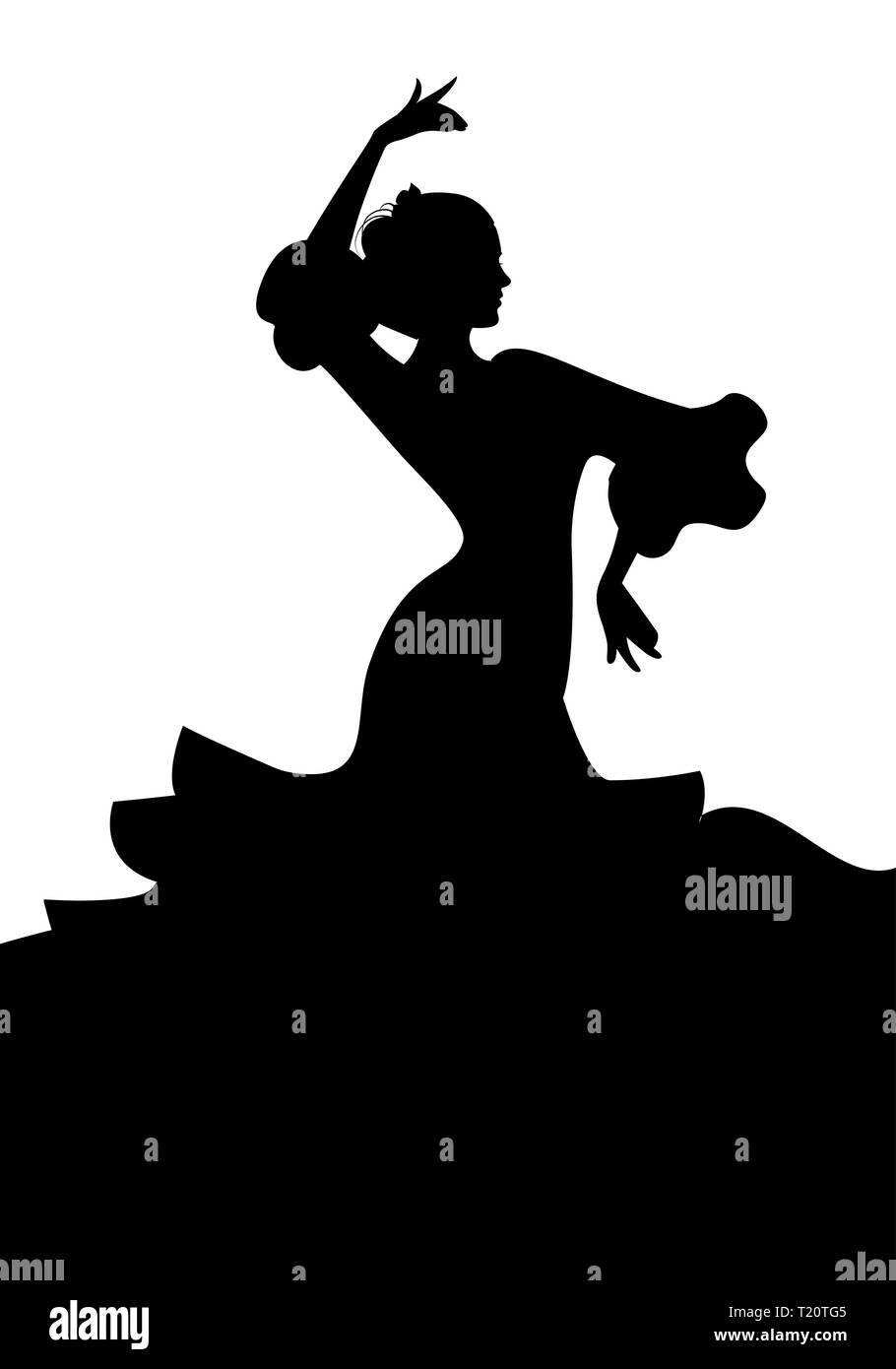 Silhouette von typischen spanischen Flamenco Tänzerin Frau. Stock Vektor