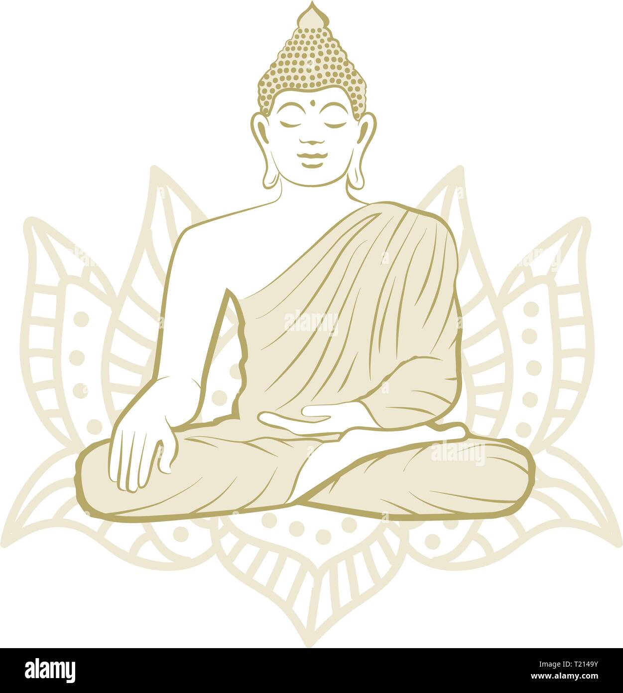 Gold Buddha und Lotus Flower Stock Vektor