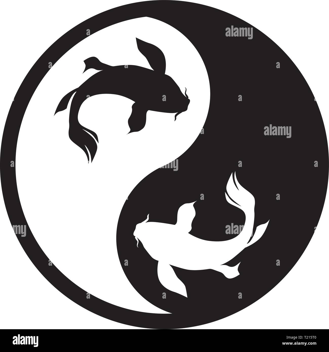 Schwarze und Weiße Yin Yang Logo. Geschlecht schildern. Fisch Stock Vektor