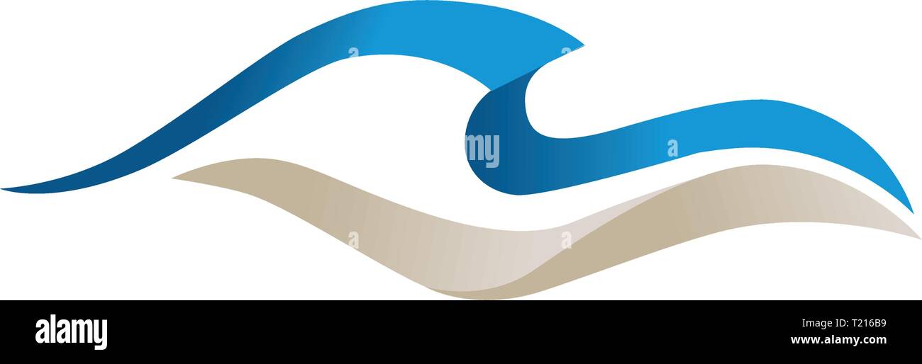 Abstrakte Wellen im Meer und Sandstrand, logo-Element Stock Vektor