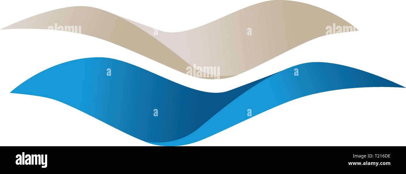 Abstrakte Wellen im Meer und Sandstrand, logo-Element Stock Vektor