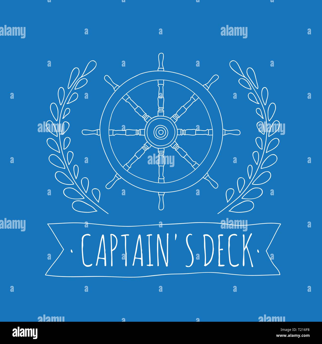 Captain's Deck Logo. Einfache Freehand Stock Vektor