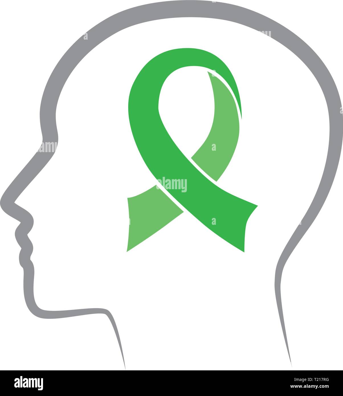 Die abstrakte Profil mit Green Ribbon, Psychische Gesundheit Bewusstsein Stock Vektor