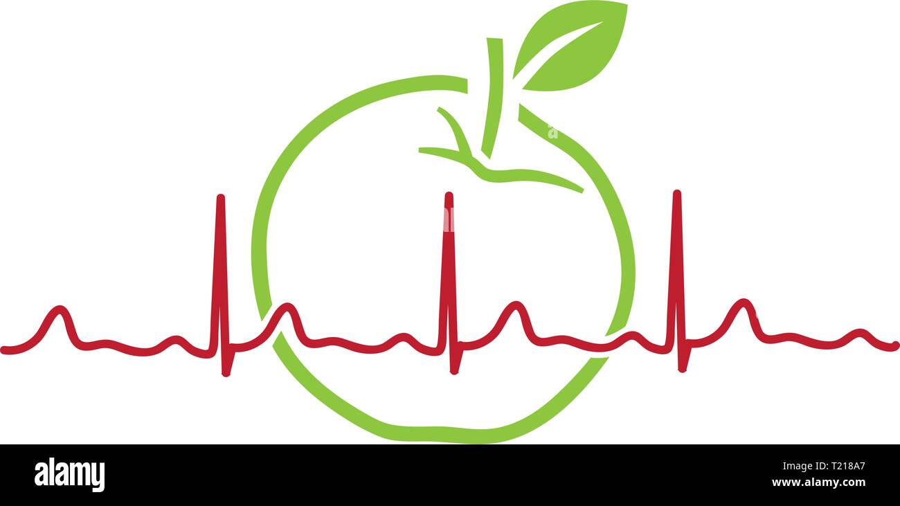 Green Apple und Herz, logo Stock Vektor