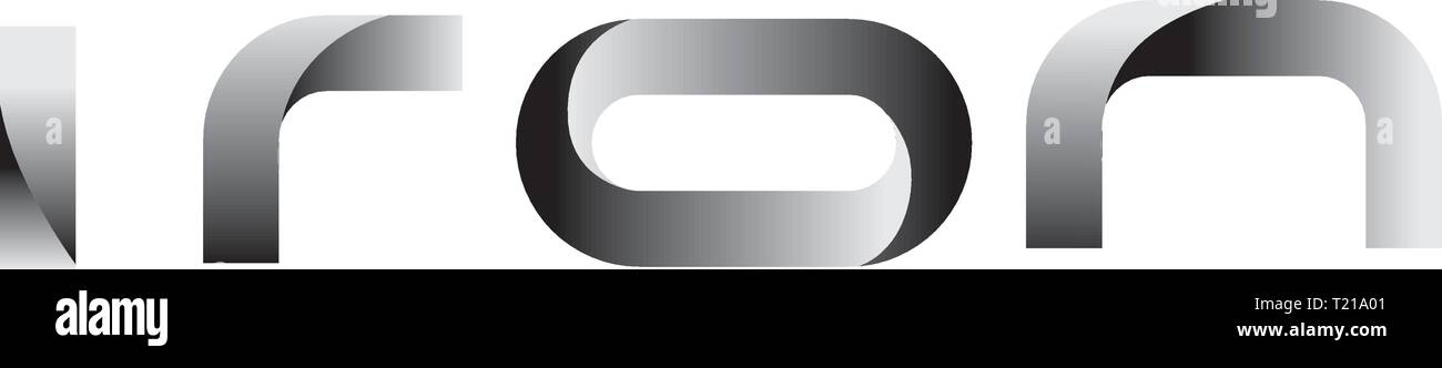 Futuristische metallisches Design, Vektor Wort Bügeleisen Stock Vektor