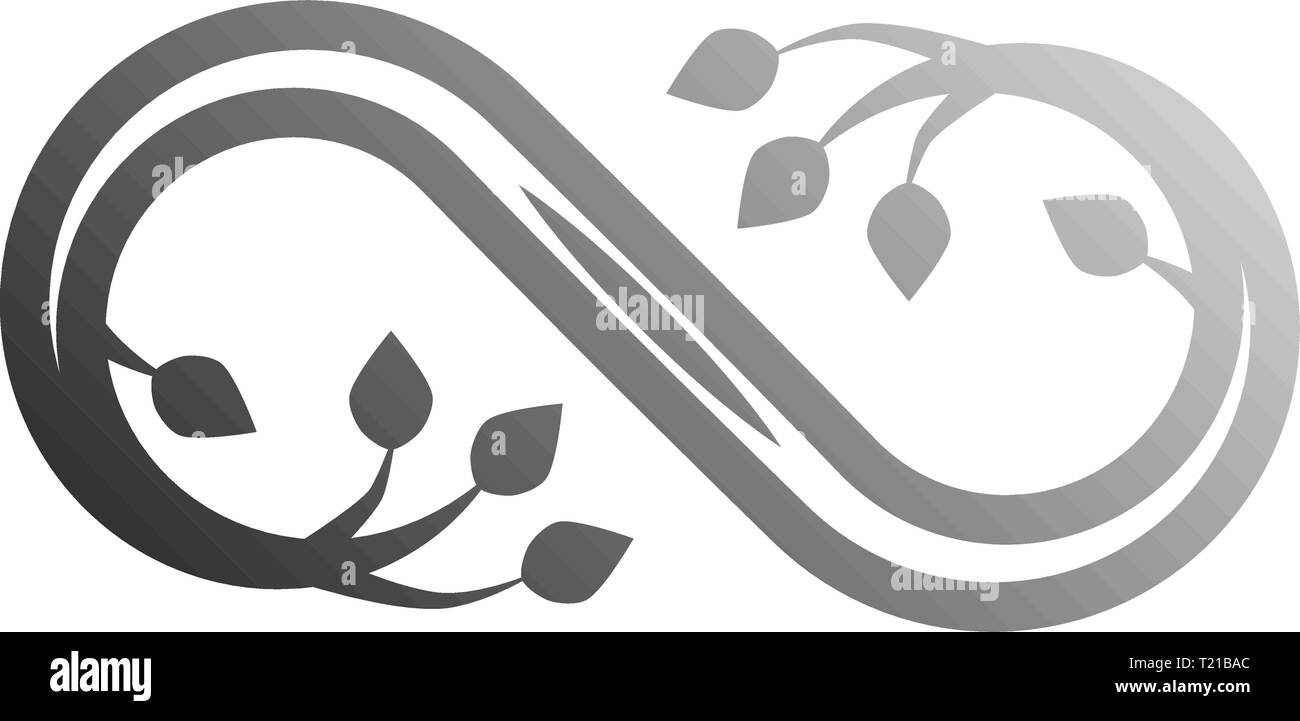 Infinity Symbol-grauen Farbverlauf Umrisse gedeihen, isoliert - Vector Illustration Stock Vektor