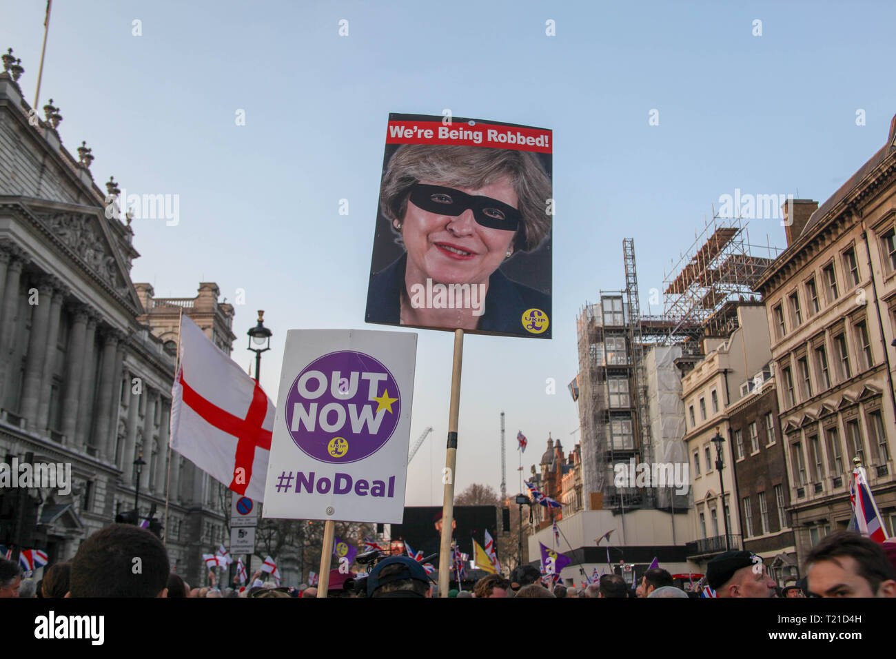 London, Großbritannien. 29. Mär 2019. Pro-Brexit Demonstranten protestieren Brexit Verzögerung Credit: Alex Cavendish/Alamy leben Nachrichten Stockfoto