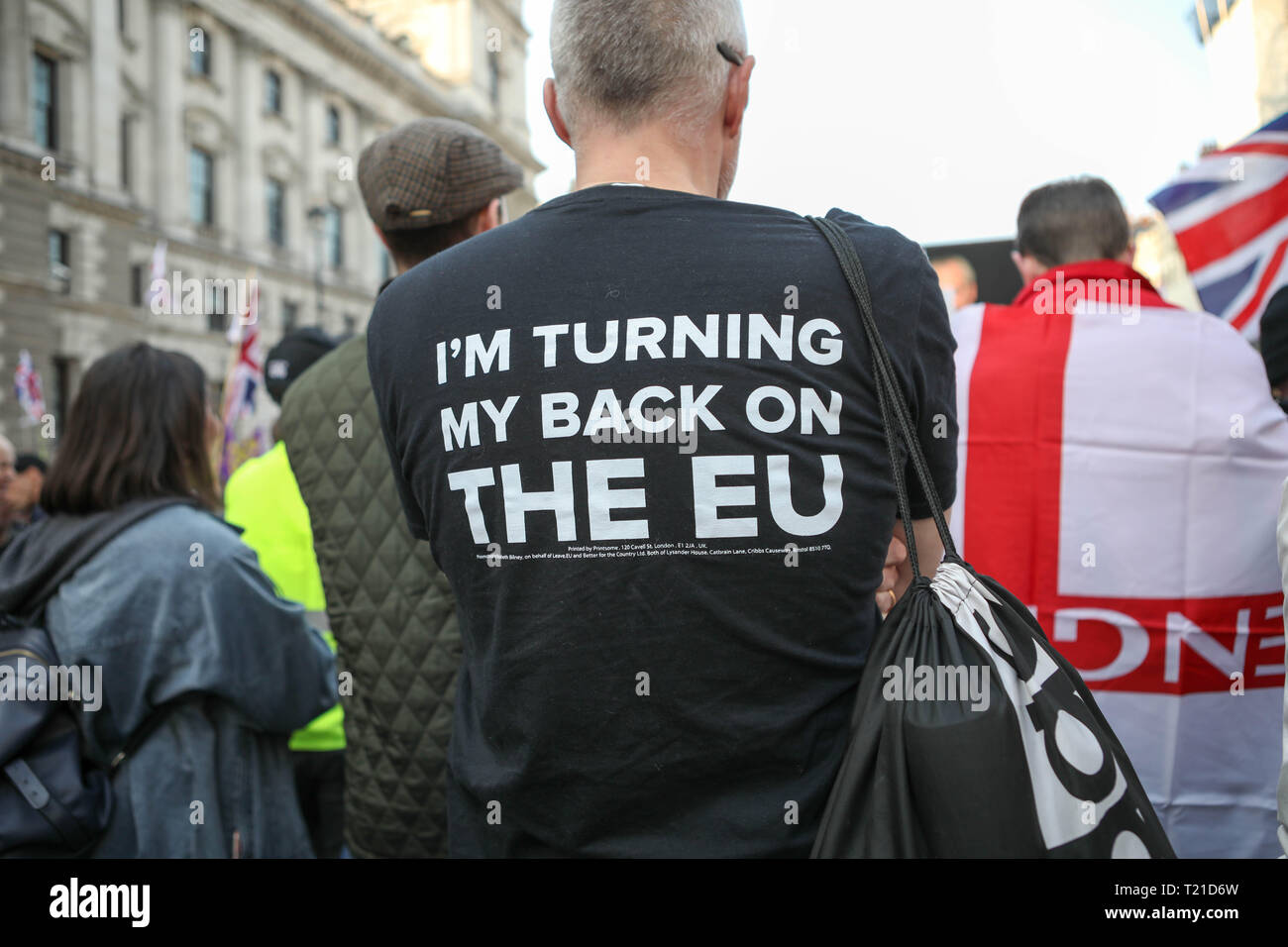 London, Großbritannien. 29. März, 2019. Verschiedene Pro verlassen und bleiben Gruppen feiern und Mitfühlen wie Großbritanniens offizielle Austrittsdatum aus der EU geht. Credit: Penelope Barritt/Alamy leben Nachrichten Stockfoto