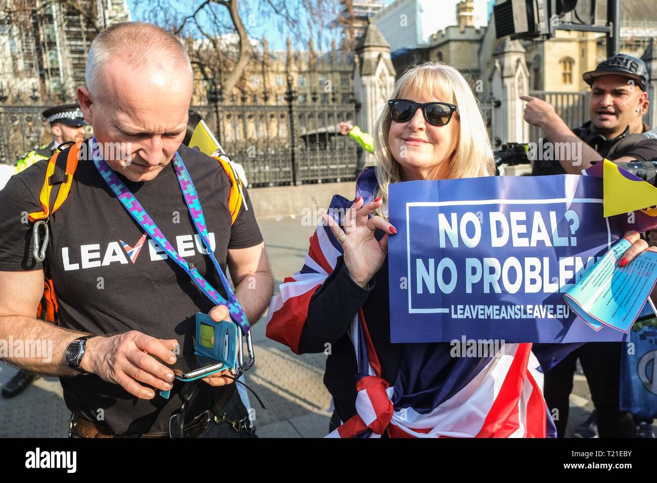 London, Großbritannien. 29 Mär, 2019. Tausende von Brext Unterstützer sammeln bei einer Kundgebung in Parliament Square. Credit: Claire Doherty/Alamy leben Nachrichten Stockfoto