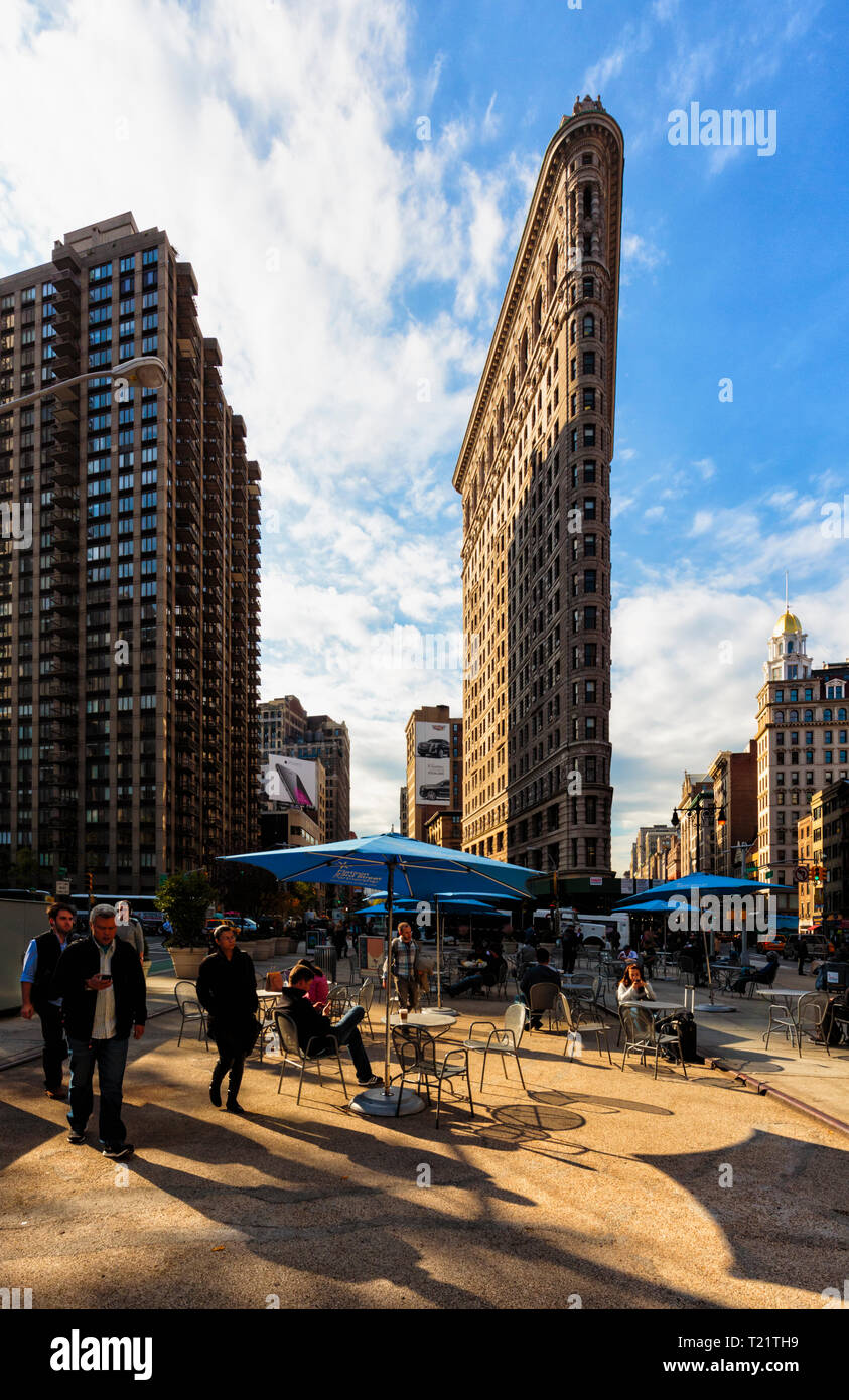 Flatiron Building, New York City, New York State, USA. Die 22 Geschichte, 285 Fuß (87 Meter), hohes Gebäude von Daniel Burnham, abgeschlossen wurde Stockfoto