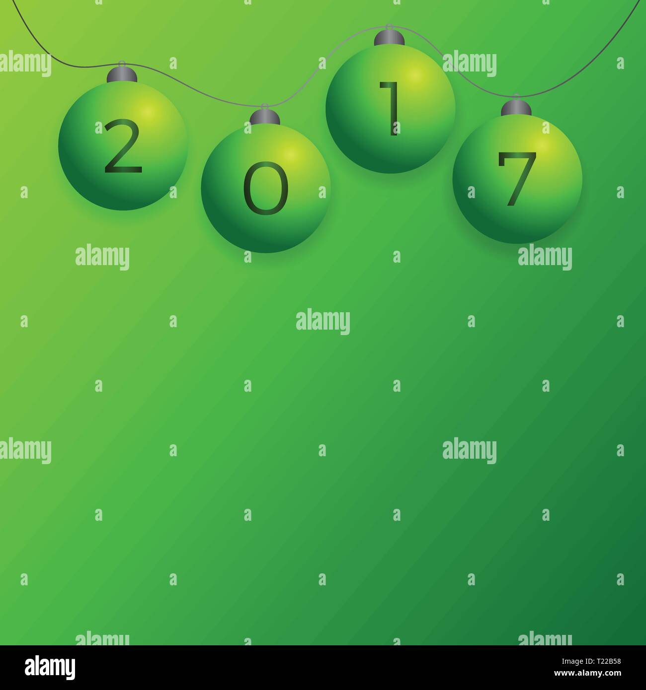2017 Neues Jahr Hintergrund mit grünen Christmas Ball. Vector Illustration. Stock Vektor