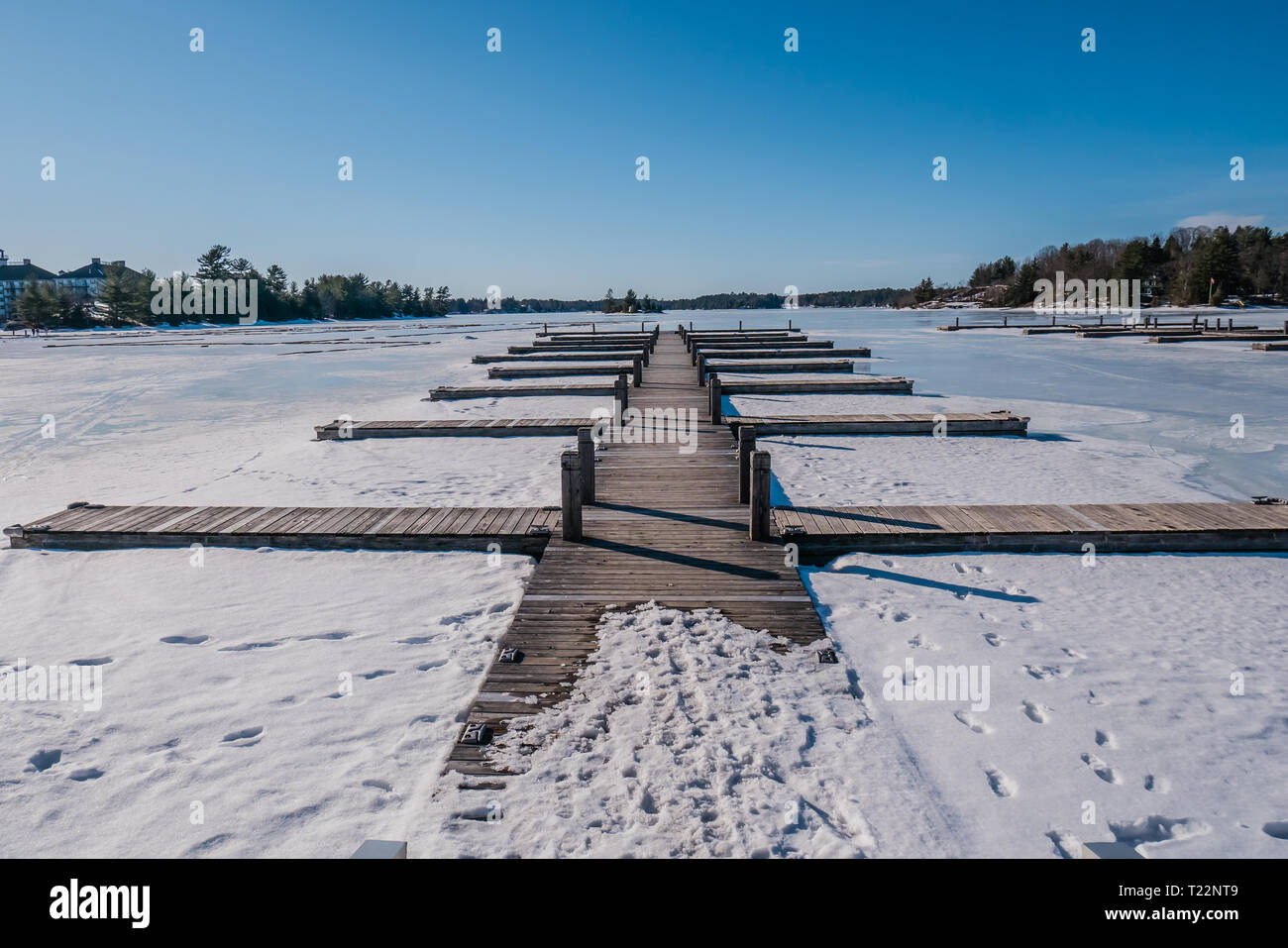 Muskoka lake Werft winter Kanada Stockfoto