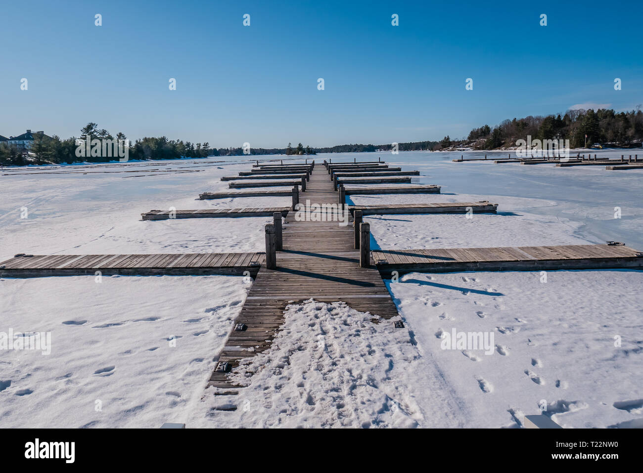 Muskoka lake Werft winter Kanada Stockfoto