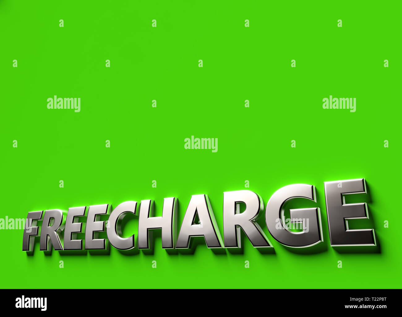 Kostenlos Word als 3-D-SIGN oder Logo Konzept auf grünem Untergrund mit Kopie Raum darüber. Freecharge Technologien Konzept. 3D-Rendering Stockfoto