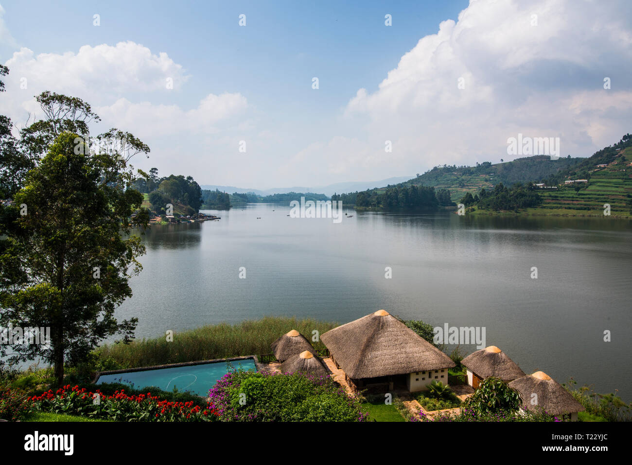 Afrika, Uganda, Lake Bunyonyi, Ferienhaus Stockfoto