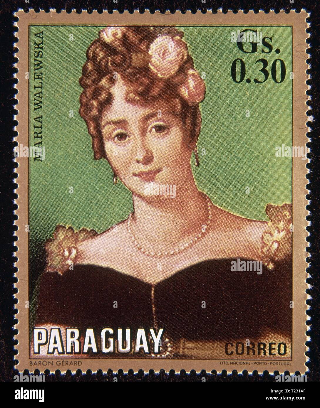 SELLO DE PARAGUAY - MARIA WALEWSKA DE BARON GERARD. Autor: François GERARD. NAPOLEON I AMANTE. MARIE WALEWSKA. Stockfoto