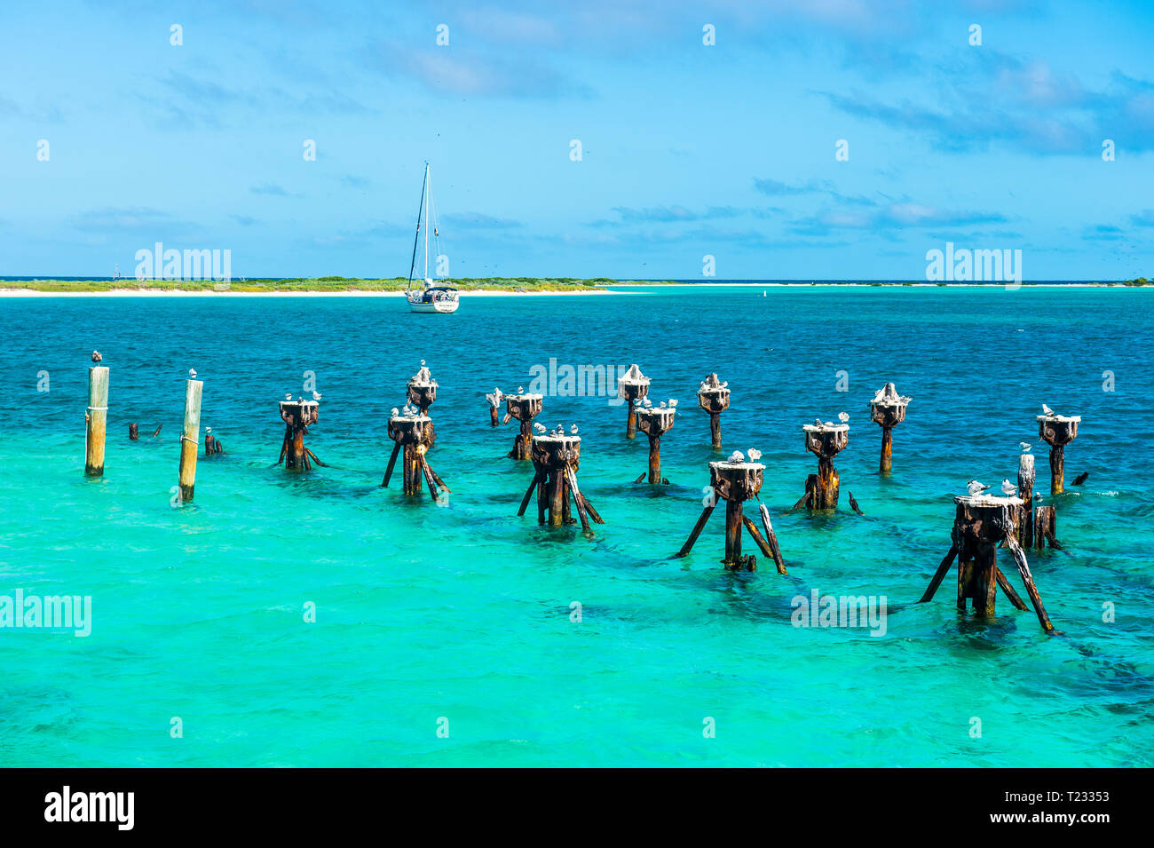 USA, Florida, Florida Keys, Dry Tortugas National Park, Old Pier Fort Jefferson Stockfoto