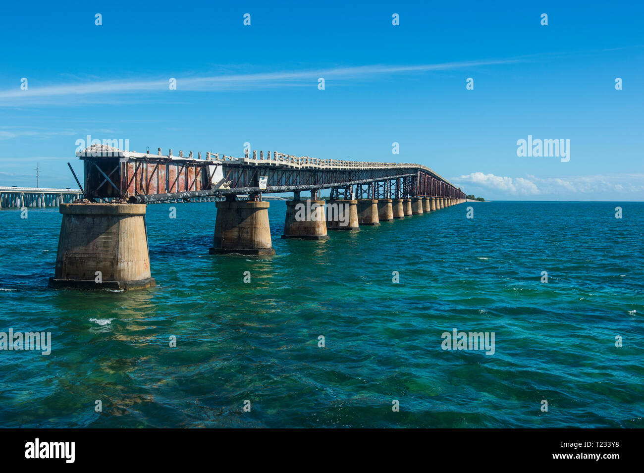 USA, Florida, Florida Keys, alte Bahia Honda Rail Bridge Stockfoto
