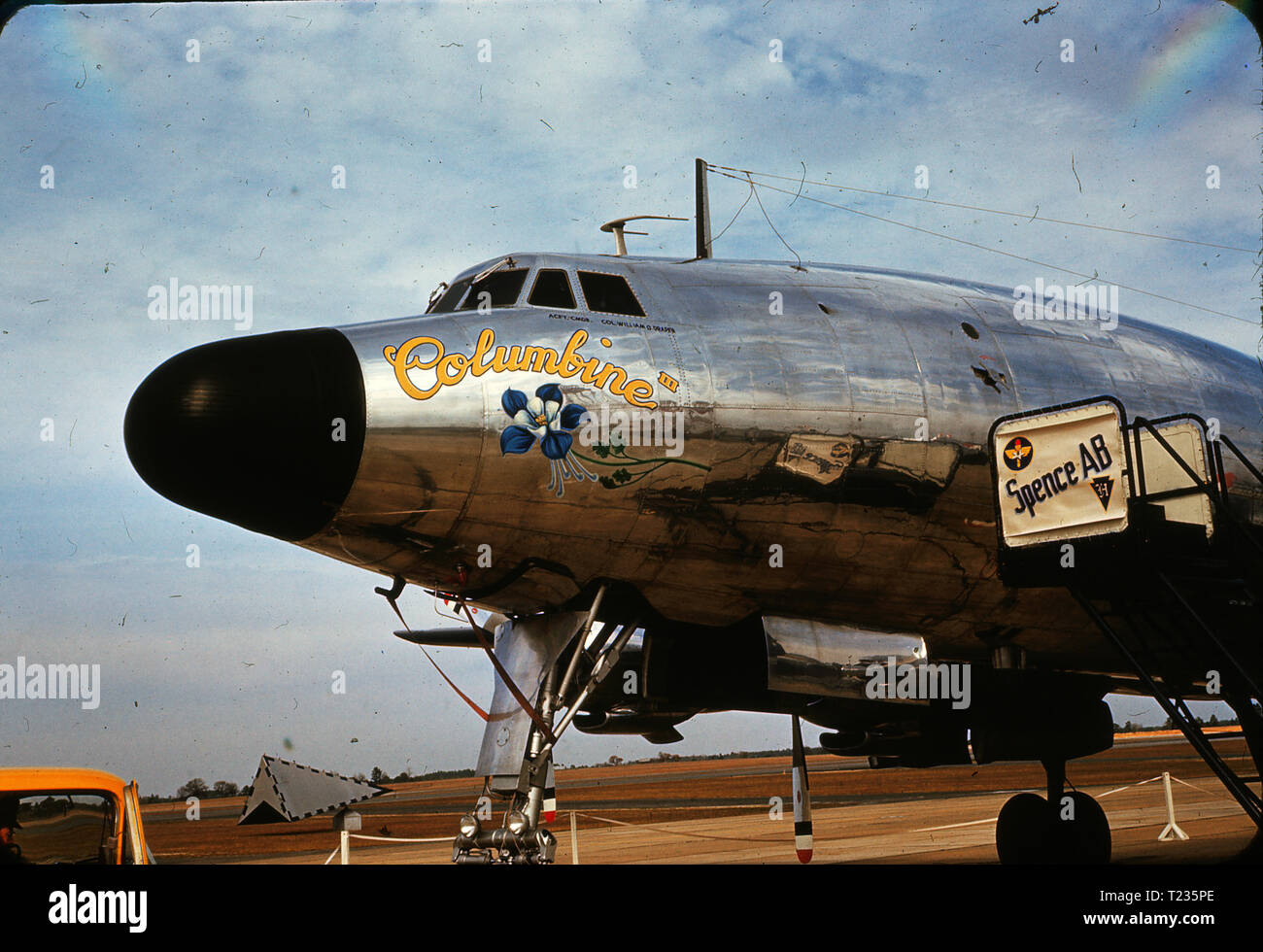 Dwight Eisenhower presidential Aircraft, Columbine III, an Spence, Moultrie, GA, im Februar 1959. Eisenhower die Lockeed Konstellation von 1954 bis 1961. Columbine III war Eisenhower dritten Flugzeugs und die zweite Ebene der moniker Air Force One zu nutzen. 1966 Die Luftwaffe im Ruhestand das Flugzeug und zog sie in die Nationalen Museum der US Air Force in Wright-Patterson AFB, wo es noch auf Anzeige. Stockfoto