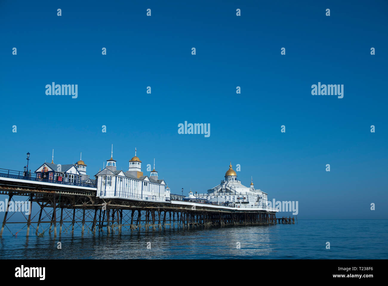 Eastbourne Pier an der südlichen Küste von East Sussex an einem sonnigen Tag in England, Großbritannien. Stockfoto