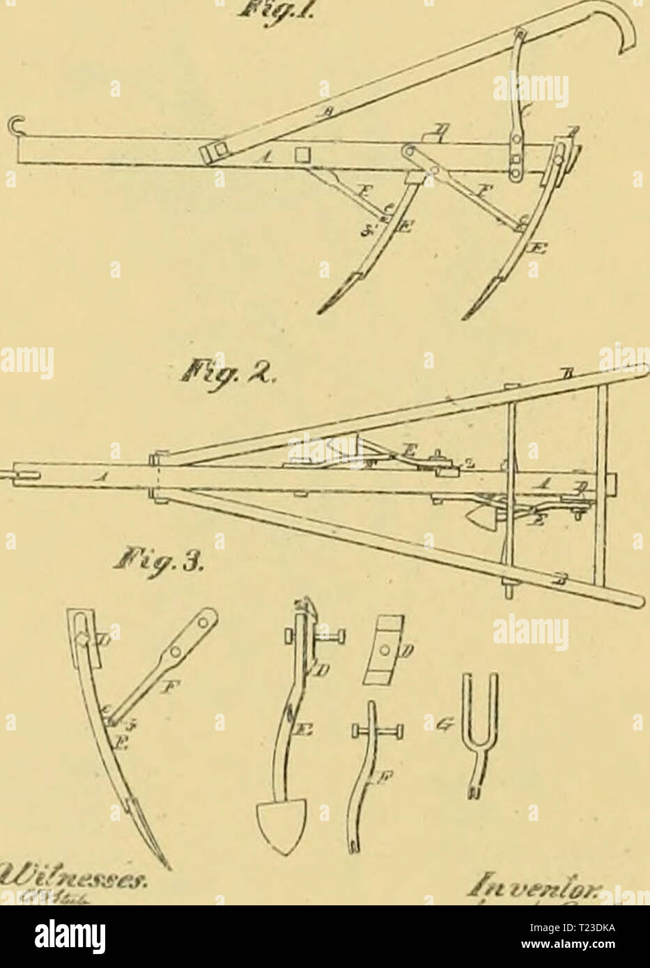 Archiv Bild von Seite 149 des Digest landwirtschaftlicher Geräte, patentierte Digest landwirtschaftlicher Geräte, in den Vereinigten Staaten von A.D. 1789 bis Juli 1881 patentiert.. digestofagricult 02 alle Jahr: 1886 J CAVLOB BKIBSS Cultivalor E.. CDltlvltoril. Nr. 141,199. P, L.,, l. iJ. ICH,! 9,1873. 7. • L4.4 * fr. Stockfoto