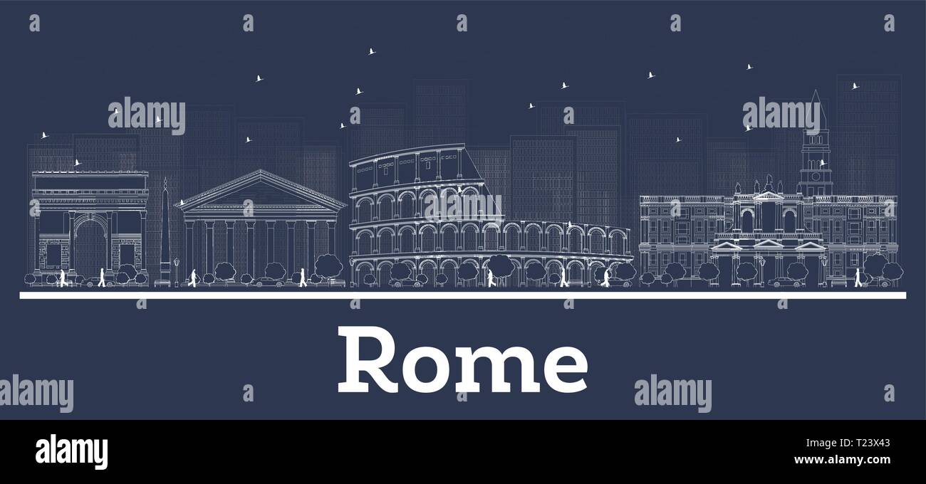 Umrisse Rom Italien City Skyline mit weißen Gebäuden. Vector Illustration. Business Travel und Konzept mit moderner Architektur. Stock Vektor