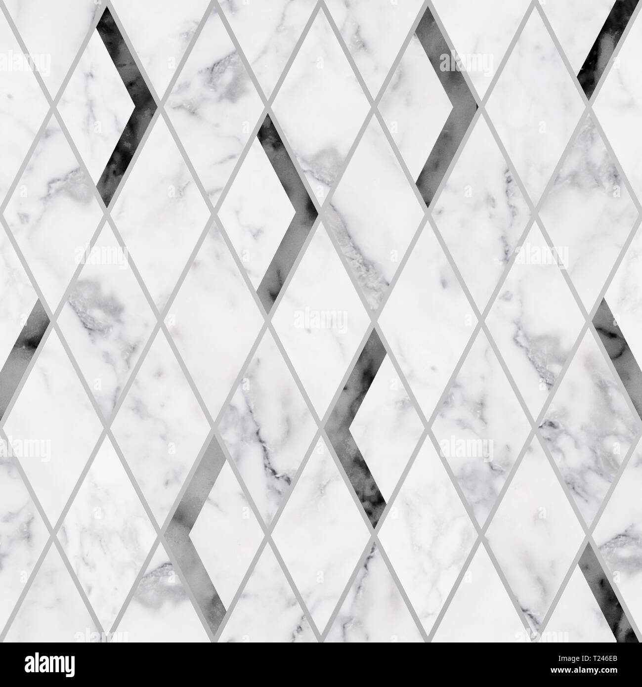 Nahtlose Luxus rhombus Marmor Stein Textur muster, Luxus, schwarzem und weißem Marmor Stein Textur Hintergrund Stockfoto