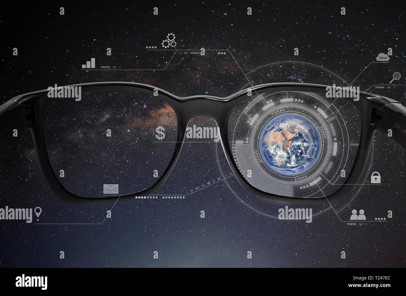 Smart Gläser, virtuelle Realität, VR und AR augmented reality Technologie. Element dieses Bild sind von der NASA eingerichtet Stockfoto