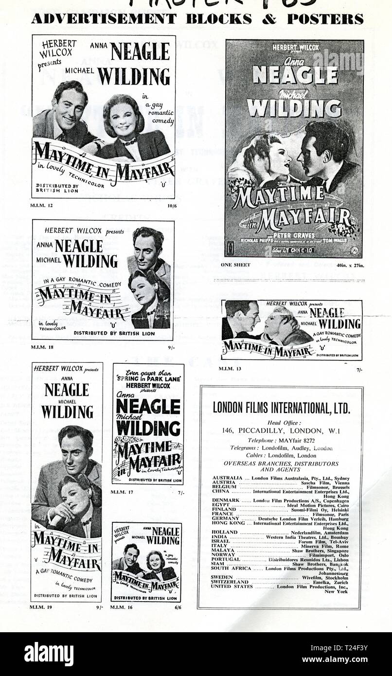 Maytime in Mayfair (1949) Werbung Informationen, Datum: 1949 Stockfoto