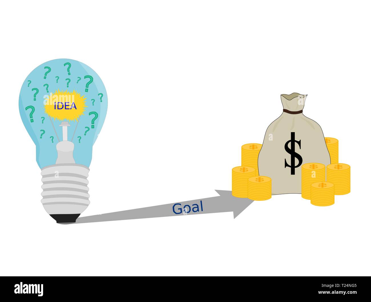 Isolierte Geschäftsidee Glühbirne Erfolg profitieren Geld Konzept Stock Vektor