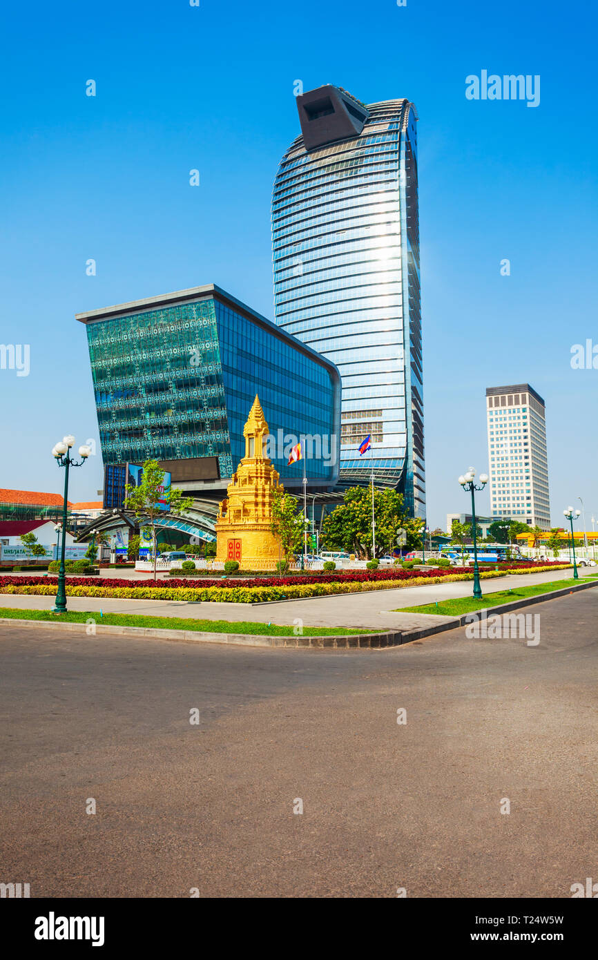 PHNOM PENH, Kambodscha - MÄRZ 24, 2018: Vattanac Capital Tower ist ein 188 Meter hoher Wolkenkratzer in Phnom Penh in Kambodscha Stockfoto