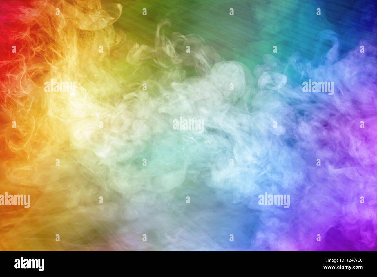 Abstrakte fantastische Bildqualität mit himmlischen Licht und hell regenbogenfarbenen Rauch. Hintergrund und Textur Stockfoto
