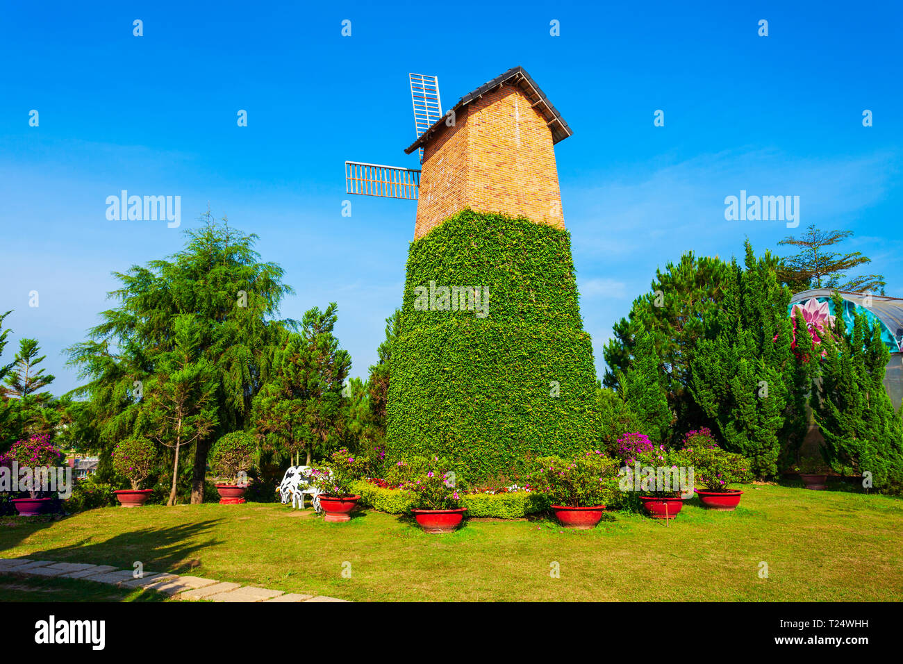 DALAT, VIETNAM - 13. MÄRZ 2018: Dalat Flower Garden Park in der Stadt Da Lat in Vietnam. Stockfoto