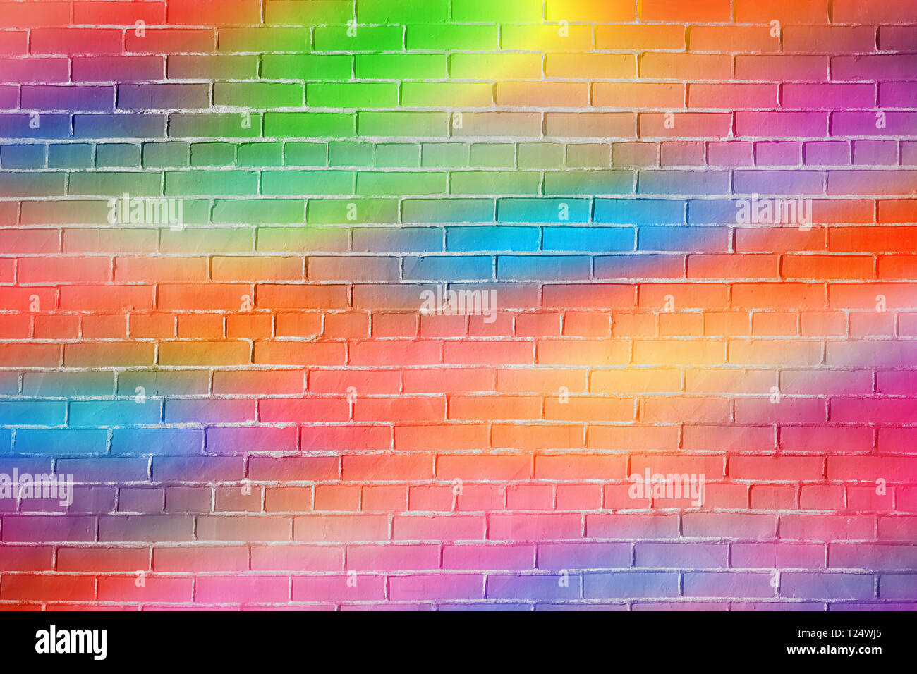 Helle regenbogenfarbenen Mauer Textur und Hintergrund Stockfoto