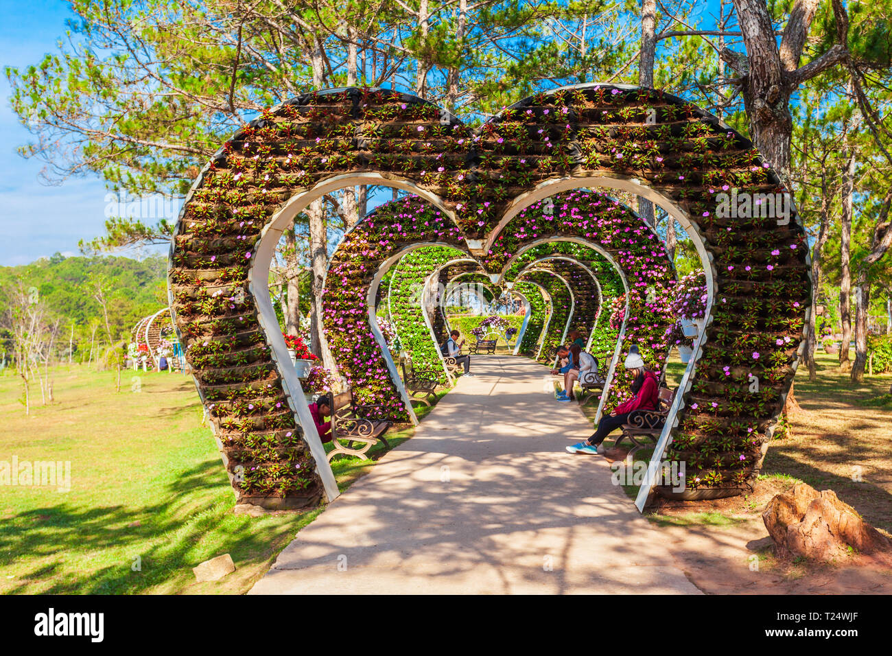 DALAT, VIETNAM - 13. MÄRZ 2018: Das Tal der Liebe Park oder Thung Lunge Tinh Yeu in Dalat City in Vietnam. Stockfoto