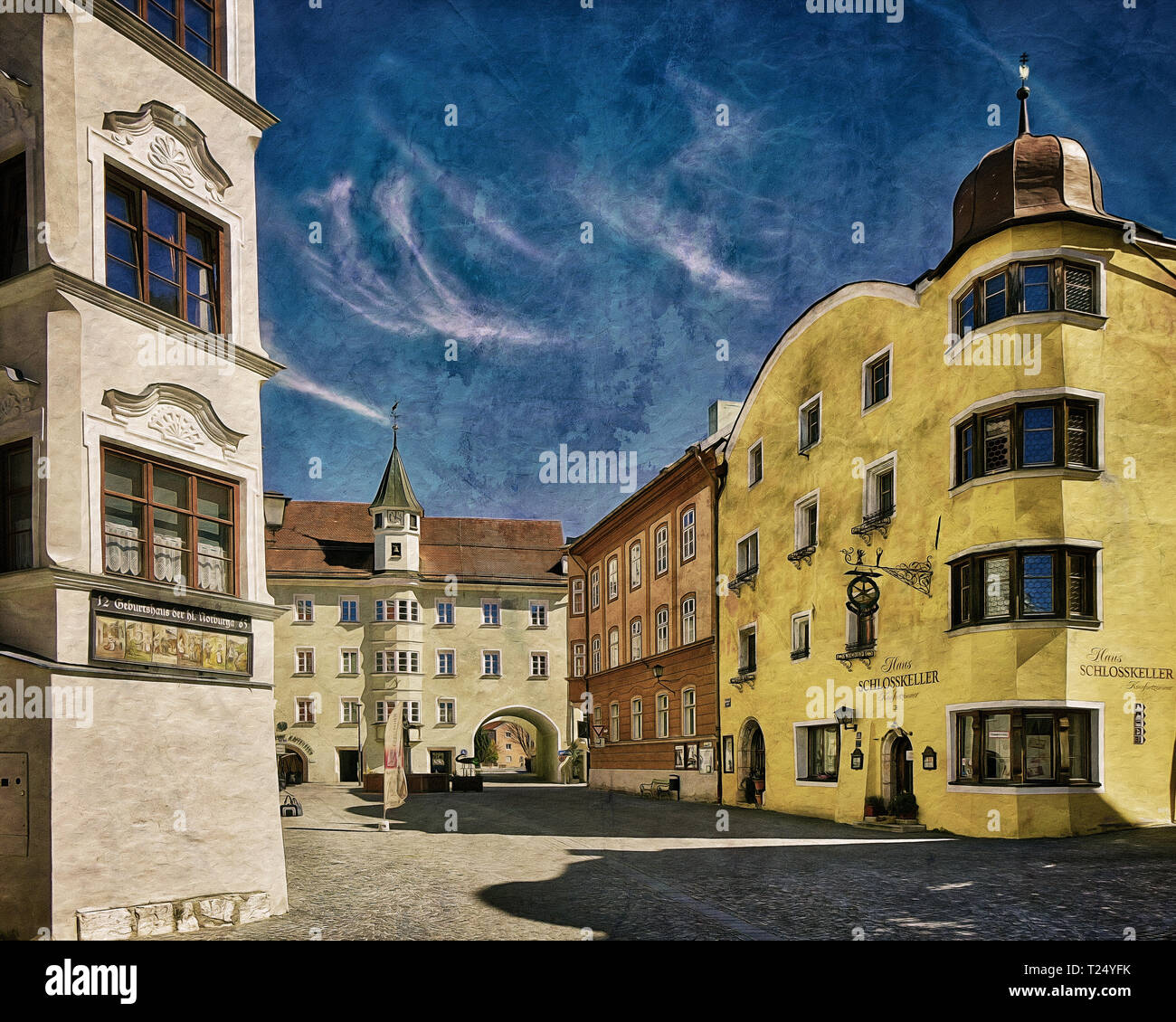 Digitale Kunst: Rattenberg in Tirol, Österreich Stockfoto