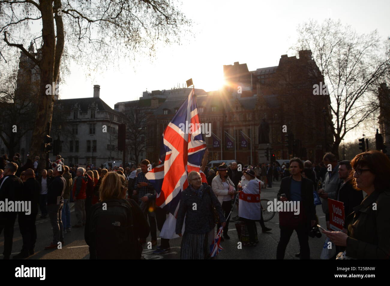 Verlassen bedeutet Rallye am Tag verlassen Großbritannien sollte die EU - 29. März 2019 zu verlassen Stockfoto