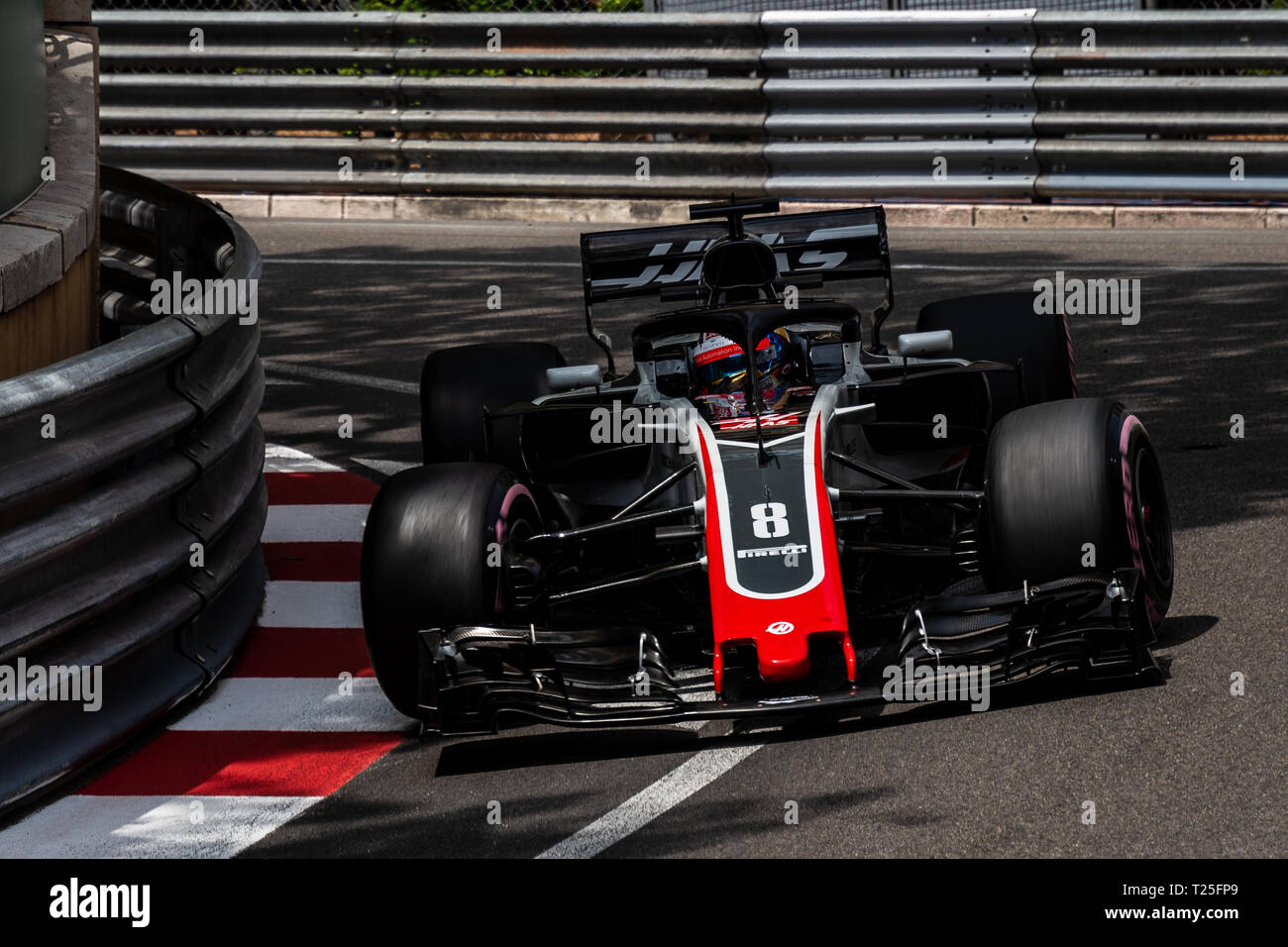 Monte Carlo / Monaco - 20/02/2018 - #8 Romain Grosjean (FRA) in seinem HAAS F1 RVF-18 während der öffnung Tag im Vorfeld des Grand Prix von Monaco 2018 Stockfoto