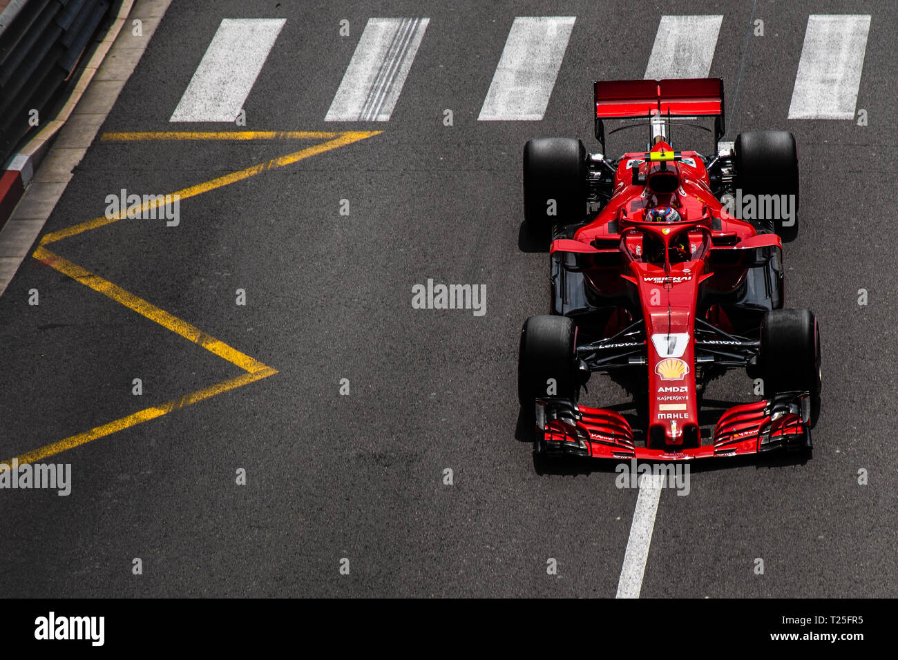 Monte Carlo / Monaco - 20/02/2018 - Weltmeister #7 Kimi Räikkönen (FIN) in seinem Ferrari SF 71H während der Eröffnung der Praxis vor dem Monaco GP 2018 Stockfoto