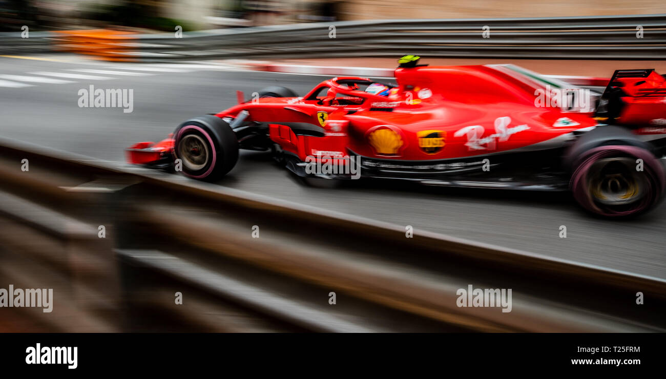 Monte Carlo / Monaco - 20/02/2018 - Weltmeister #7 Kimi Räikkönen (FIN) in seinem Ferrari SF 71H während der Eröffnung der Praxis vor dem Monaco GP 2018 Stockfoto
