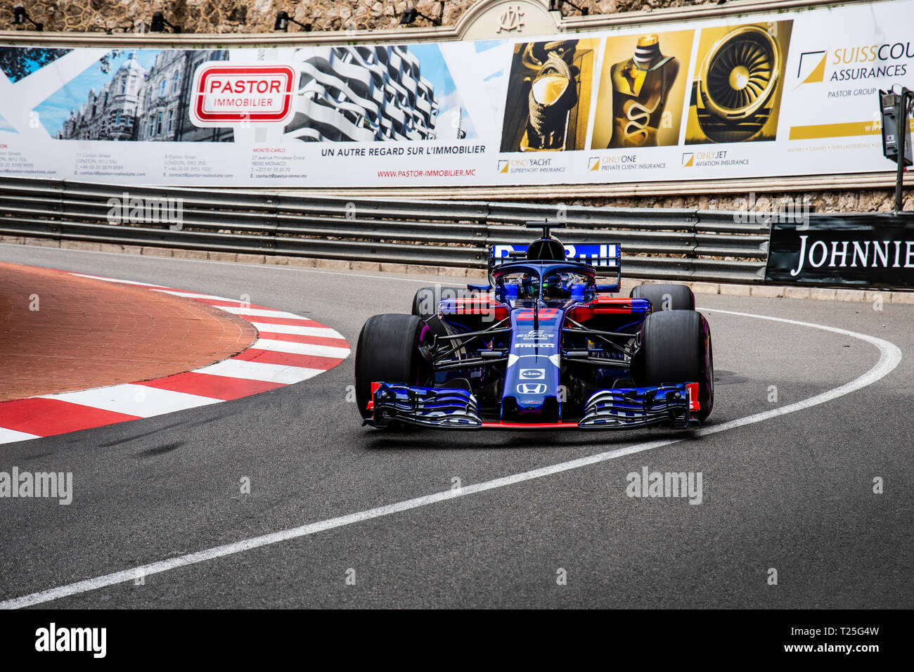 Monte Carlo / Monaco - 20/02/2018 - #28 Brendon Hartley (NZL) in seinem Toro Rosso Honda STR 13 im freien Training vor dem Grand Prix von Monaco 2018 Stockfoto