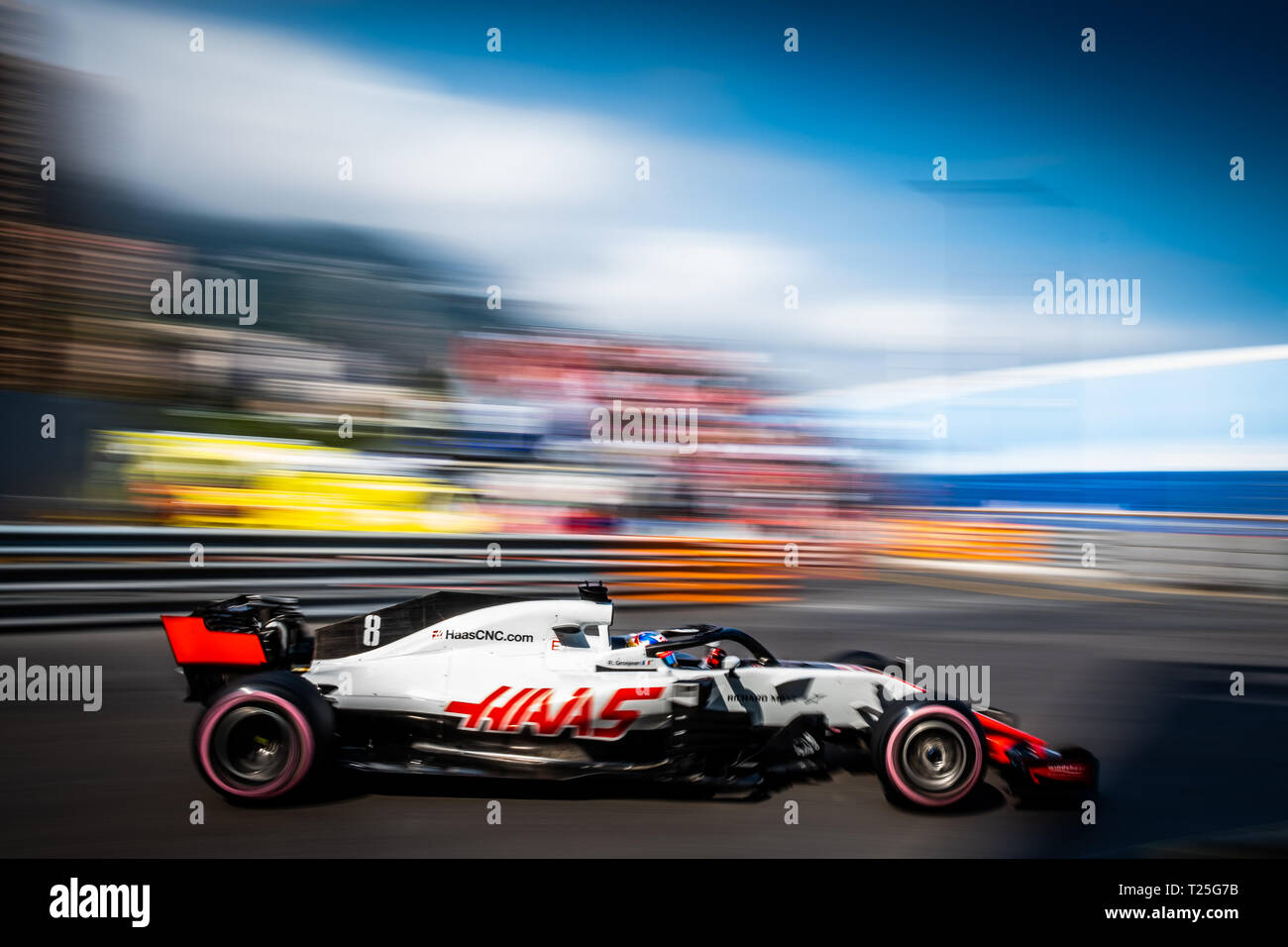 Monte Carlo / Monaco - 20/02/2018 - #8 Romain Grosjean (FRA) in seinem HAAS F1 RVF-18 während der öffnung Tag im Vorfeld des Grand Prix von Monaco 2018 Stockfoto